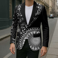 Black Tongan Ngatu Fonulei Pattern Blazer LT9 - Polynesian Pride