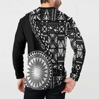 Black Tongan Ngatu Fonulei Pattern Button Sweatshirt