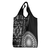 Black Tongan Ngatu Fonulei Pattern Grocery Bag