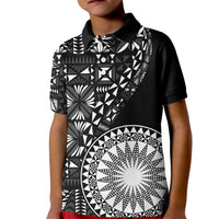 Black Tongan Ngatu Fonulei Pattern Kid Polo Shirt