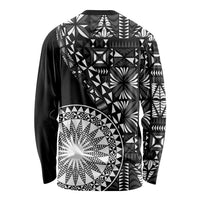 Black Tongan Ngatu Fonulei Pattern Long Sleeve Shirt