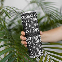Black Tongan Ngatu Fonulei Pattern Skinny Tumbler