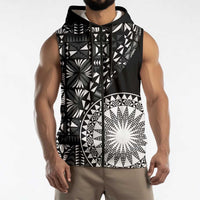Black Tongan Ngatu Fonulei Pattern Sleeveless Zip Hoodie LT9 - Polynesian Pride