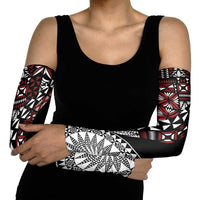 Red Tongan Ngatu Fonulei Pattern Arm Sleeves LT9 - Polynesian Pride
