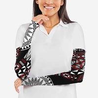Red Tongan Ngatu Fonulei Pattern Arm Sleeves LT9 - Polynesian Pride