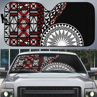 Red Tongan Ngatu Fonulei Pattern Auto Sun Shade LT9 Red - Polynesian Pride
