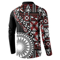 Red Tongan Ngatu Fonulei Pattern Button Sweatshirt