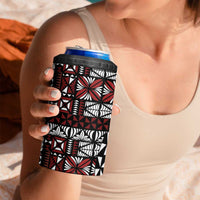Red Tongan Ngatu Fonulei Pattern 4 in 1 Can Cooler Tumbler