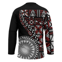 Red Tongan Ngatu Fonulei Pattern Hockey Jersey LT9 - Polynesian Pride