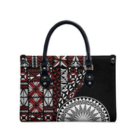 Red Tongan Ngatu Fonulei Pattern Leather Bag LT9 - Polynesian Pride