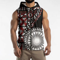 Red Tongan Ngatu Fonulei Pattern Sleeveless Zip Hoodie LT9 - Polynesian Pride