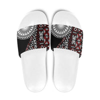 Red Tongan Ngatu Fonulei Pattern Slide Sandals LT9 Red - Polynesian Pride