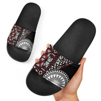 Red Tongan Ngatu Fonulei Pattern Slide Sandals LT9 - Polynesian Pride