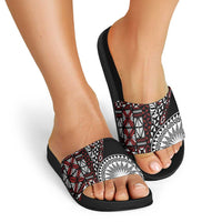 Red Tongan Ngatu Fonulei Pattern Slide Sandals LT9 - Polynesian Pride