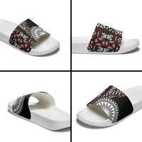 Red Tongan Ngatu Fonulei Pattern Slide Sandals LT9 - Polynesian Pride