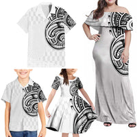 Hawaii and Japanese Culture Personalised Family Matching Off Shoulder Maxi Dress and Hawaiian Shirt With Polynesian Tribal Tattoo Style LT9 - Polynesian Pride