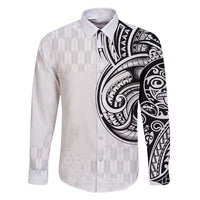 Hawaii and Japanese Culture Personalised Family Matching Short Sleeve Bodycon Dress and Hawaiian Shirt With Polynesian Tribal Tattoo Style LT9 Dad's Shirt - Long Sleeve White - Polynesian Pride