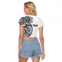 Hawaii and Japanese Culture Personalised Raglan Cropped T Shirt With Polynesian Tribal Tattoo Style