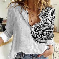 Hawaii and Japanese Culture Personalised Women Casual Shirt With Polynesian Tribal Tattoo Style LT9 Female White - Polynesian Pride