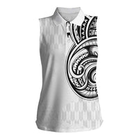 Hawaii and Japanese Culture Personalised Women Sleeveless Polo Shirt With Polynesian Tribal Tattoo Style LT9 Female White - Polynesian Pride