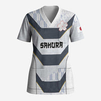 Japan Pacific Rugby 2022-23 Custom Scrub Top Black Sakura Japanese Wave Pattern - Polynesian Pride