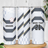 Japan Pacific Rugby 2022-23 Custom Skinny Tumbler Black Sakura Japanese Wave Pattern LT9 - Polynesian Pride