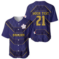 Japan Pacific Rugby 2022-23 Custom Baseball Jersey Blue Sakura Japanese Wave Pattern