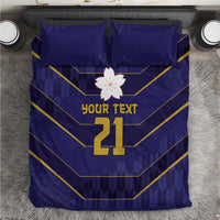 Japan Pacific Rugby 2022-23 Custom Bedding Set Blue Sakura Japanese Wave Pattern