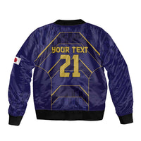 Japan Pacific Rugby 2022-23 Custom Bomber Jacket Blue Sakura Japanese Wave Pattern LT9 - Polynesian Pride