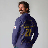 Japan Pacific Rugby 2022-23 Custom Long Sleeve Polo Shirt Blue Sakura Japanese Wave Pattern