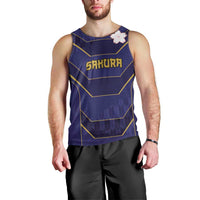 Japan Pacific Rugby 2022-23 Custom Men Tank Top Blue Sakura Japanese Wave Pattern