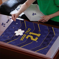 Japan Pacific Rugby 2022-23 Custom Puzzle Blue Sakura Japanese Wave Pattern - Polynesian Pride