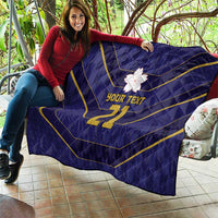 Japan Pacific Rugby 2022-23 Custom Quilt Blue Sakura Japanese Wave Pattern