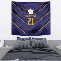 Japan Pacific Rugby 2022-23 Custom Tapestry Blue Sakura Japanese Wave Pattern