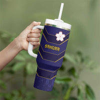 Japan Pacific Rugby 2022-23 Custom Tumbler With Handle Blue Sakura Japanese Wave Pattern