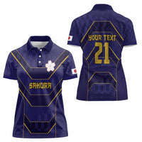 Japan Pacific Rugby 2022-23 Custom Women Polo Shirt Blue Sakura Japanese Wave Pattern LT9 - Polynesian Pride