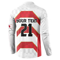 Japan Pacific Rugby 2022-23 Custom Button Sweatshirt Red Sakura Japanese Wave Pattern