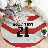 Japan Pacific Rugby 2022-23 Custom Round Carpet Red Sakura Japanese Wave Pattern