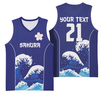 Japan Pacific Rugby Custom Basketball Jersey Go Sakura Japanese Wave Pattern - Polynesian Pride