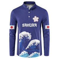 Japan Pacific Rugby Custom Button Sweatshirt Go Sakura Japanese Wave Pattern