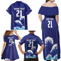 Japan Pacific Rugby Custom Family Matching Off Shoulder Maxi Dress and Hawaiian Shirt Go Sakura Japanese Wave Pattern