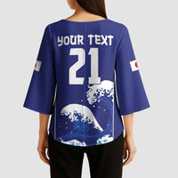 Japan Pacific Rugby Custom Kimono Sleeve Blouse Go Sakura Japanese Wave Pattern - Polynesian Pride