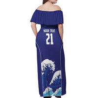 Japan Pacific Rugby Custom Off Shoulder Maxi Dress Go Sakura Japanese Wave Pattern LT9 - Polynesian Pride