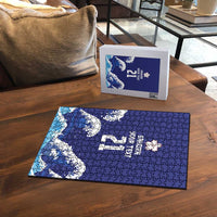 Japan Pacific Rugby Custom Puzzle Go Sakura Japanese Wave Pattern - Polynesian Pride