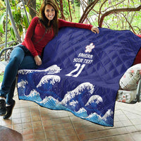 Japan Pacific Rugby Custom Quilt Go Sakura Japanese Wave Pattern