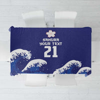 Japan Pacific Rugby Custom Tablecloth Go Sakura Japanese Wave Pattern