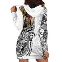 Japanese Samurai Warrior Hoodie Dress White Polynesian Tattoo Style