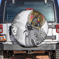 Japanese Samurai Warrior Spare Tire Cover White Polynesian Tattoo Style LT9 White - Polynesian Pride