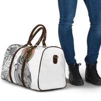 Japanese Samurai Warrior Travel Bag White Polynesian Tattoo Style - Polynesian Pride