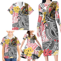 Japanese Samurai Warrior Family Matching Long Sleeve Bodycon Dress and Hawaiian Shirt Colorful Polynesian Tattoo Style LT9 - Polynesian Pride